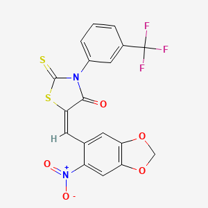 5-[(6-nitro-1,3-benzodioxol-5-yl)methylene]-2-thioxo-3-[3-(trifluoromethyl)phenyl]-1,3-thiazolidin-4-one