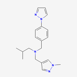 2-methyl-N-[(1-methyl-1H-pyrazol-4-yl)methyl]-N-[4-(1H-pyrazol-1-yl)benzyl]propan-1-amine