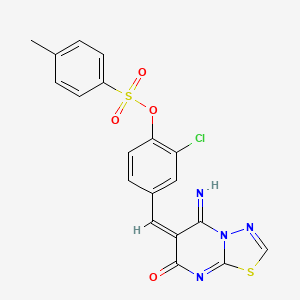 molecular formula C19H13ClN4O4S2 B4056778 2-氯-4-[(5-亚氨基-7-氧代-5H-[1,3,4]噻二唑并[3,2-a]嘧啶-6(7H)-亚甲基)甲基]苯基 4-甲基苯磺酸盐 