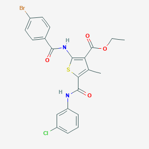 molecular formula C22H18BrClN2O4S B405704 Ethyl 2-[(4-bromobenzoyl)amino]-5-[(3-chloroanilino)carbonyl]-4-methylthiophene-3-carboxylate 