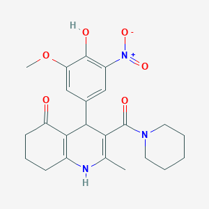 4-(4-HYDROXY-3-METHOXY-5-NITROPHENYL)-2-METHYL-3-(PIPERIDINE-1-CARBONYL)-1,4,5,6,7,8-HEXAHYDROQUINOLIN-5-ONE