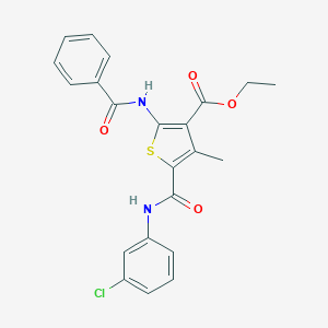 molecular formula C22H19ClN2O4S B405710 2-Benzoylamino-5-(3-chloro-phenylcarbamoyl)-4-methyl-thiophene-3-carboxylic acid 