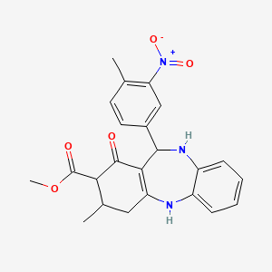 molecular formula C23H23N3O5 B4057110 methyl 3-methyl-11-(4-methyl-3-nitrophenyl)-1-oxo-2,3,4,5,10,11-hexahydro-1H-dibenzo[b,e][1,4]diazepine-2-carboxylate 