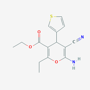 molecular formula C15H16N2O3S B405713 ethyl 6-amino-5-cyano-2-ethyl-4-(3-thienyl)-4H-pyran-3-carboxylate 