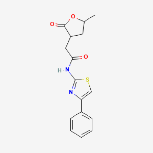 2-(5-methyl-2-oxotetrahydro-3-furanyl)-N-(4-phenyl-1,3-thiazol-2-yl)acetamide