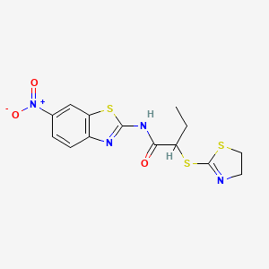 2-(4,5-dihydro-1,3-thiazol-2-ylthio)-N-(6-nitro-1,3-benzothiazol-2-yl)butanamide