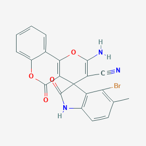 molecular formula C21H12BrN3O4 B405719 2'-amino-4-bromo-5-methyl-2,5'-dioxo-1,2-dihydro-5'H-spiro[indole-3,4'-pyrano[3,2-c]chromene]-3'-carbonitrile 