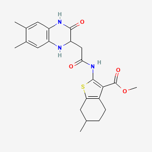 methyl 2-(2-(6,7-dimethyl-3-oxo-1,2,3,4-tetrahydroquinoxalin-2-yl)acetamido)-6-methyl-4,5,6,7-tetrahydrobenzo[b]thiophene-3-carboxylate