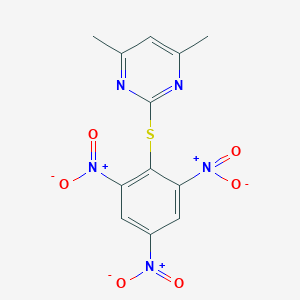 molecular formula C12H9N5O6S B405723 4,6-Dimethyl-2-({2,4,6-trisnitrophenyl}sulfanyl)pyrimidine 