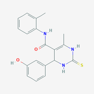 4-(3-hydroxyphenyl)-6-methyl-N-(2-methylphenyl)-2-thioxo-1,2,3,4-tetrahydro-5-pyrimidinecarboxamide