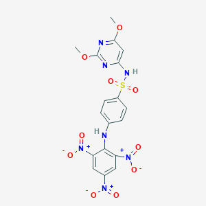 molecular formula C18H15N7O10S B405728 N-[2,6-bis(methyloxy)pyrimidin-4-yl]-4-({2,4,6-trisnitrophenyl}amino)benzenesulfonamide 