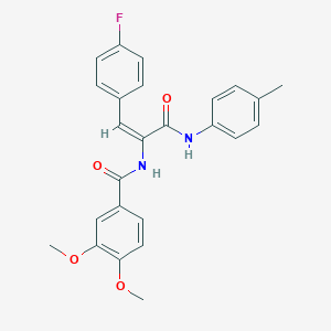 molecular formula C25H23FN2O4 B405729 N-[2-(4-fluorophenyl)-1-(4-toluidinocarbonyl)vinyl]-3,4-dimethoxybenzamide 