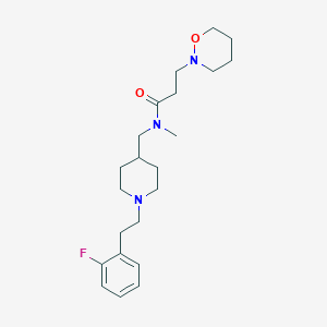 molecular formula C22H34FN3O2 B4057303 N-({1-[2-(2-fluorophenyl)ethyl]-4-piperidinyl}methyl)-N-methyl-3-(1,2-oxazinan-2-yl)propanamide 