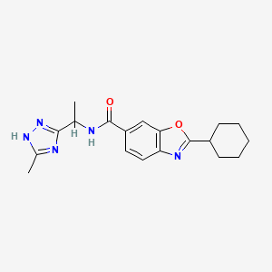 molecular formula C19H23N5O2 B4057344 2-cyclohexyl-N-[1-(5-methyl-4H-1,2,4-triazol-3-yl)ethyl]-1,3-benzoxazole-6-carboxamide 