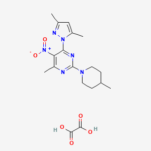 molecular formula C18H24N6O6 B4057400 4-(3,5-二甲基-1H-吡唑-1-基)-6-甲基-2-(4-甲基-1-哌啶基)-5-硝基嘧啶草酸盐 