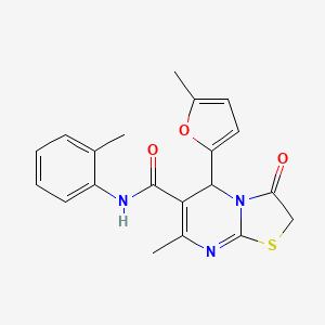 molecular formula C20H19N3O3S B4057421 7-甲基-5-(5-甲基-2-呋喃基)-N-(2-甲基苯基)-3-氧代-2,3-二氢-5H-[1,3]噻唑并[3,2-a]嘧啶-6-甲酰胺 