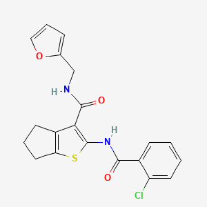 molecular formula C20H17ClN2O3S B4057435 2-[(2-氯苯甲酰)氨基]-N-(2-呋喃甲基)-5,6-二氢-4H-环戊[b]噻吩-3-甲酰胺 