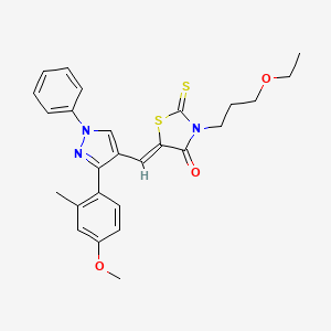 molecular formula C26H27N3O3S2 B4057442 3-(3-乙氧基丙基)-5-{[3-(4-甲氧基-2-甲基苯基)-1-苯基-1H-吡唑-4-基]亚甲基}-2-硫代-1,3-噻唑烷-4-酮 