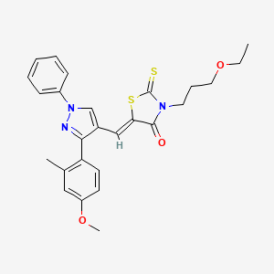 molecular formula C26H27N3O3S2 B4057442 3-(3-ethoxypropyl)-5-{[3-(4-methoxy-2-methylphenyl)-1-phenyl-1H-pyrazol-4-yl]methylene}-2-thioxo-1,3-thiazolidin-4-one 