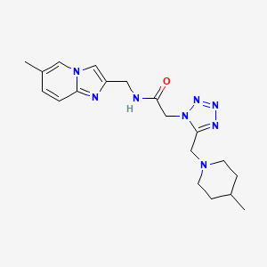 molecular formula C19H26N8O B4057467 N-[(6-甲基咪唑并[1,2-a]吡啶-2-基)甲基]-2-{5-[(4-甲基-1-哌啶基)甲基]-1H-四唑-1-基}乙酰胺 