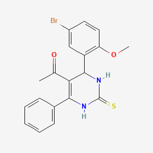 1-[4-(5-bromo-2-methoxyphenyl)-6-phenyl-2-thioxo-1,2,3,4-tetrahydro-5-pyrimidinyl]ethanone