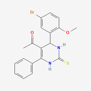 molecular formula C19H17BrN2O2S B4057490 1-[4-(5-溴-2-甲氧基苯基)-6-苯基-2-硫代-1,2,3,4-四氢-5-嘧啶基]乙酮 