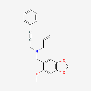 molecular formula C21H21NO3 B4057539 N-[(6-甲氧基-1,3-苯并二氧杂环-5-基)甲基]-N-(3-苯基丙-2-炔-1-基)丙-2-烯-1-胺 