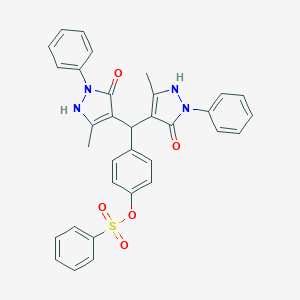 molecular formula C33H28N4O5S B405754 4-[bis(5-hydroxy-3-methyl-1-phenyl-1H-pyrazol-4-yl)methyl]phenyl benzenesulfonate 
