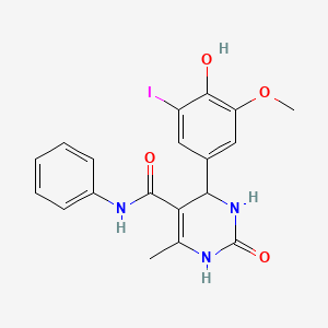 molecular formula C19H18IN3O4 B4057562 4-(4-hydroxy-3-iodo-5-methoxyphenyl)-6-methyl-2-oxo-N-phenyl-1,2,3,4-tetrahydro-5-pyrimidinecarboxamide 