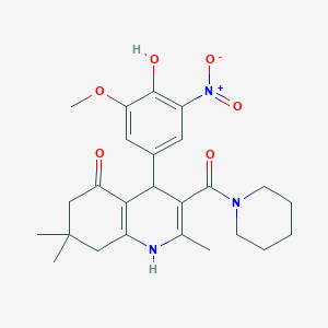 molecular formula C25H31N3O6 B4057571 4-(4-hydroxy-3-methoxy-5-nitrophenyl)-2,7,7-trimethyl-3-(1-piperidinylcarbonyl)-4,6,7,8-tetrahydro-5(1H)-quinolinone 