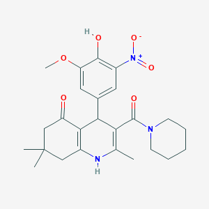 molecular formula C25H31N3O6 B4057571 4-(4-羟基-3-甲氧基-5-硝基苯基)-2,7,7-三甲基-3-(1-哌啶基羰基)-4,6,7,8-四氢-5(1H)-喹啉酮 