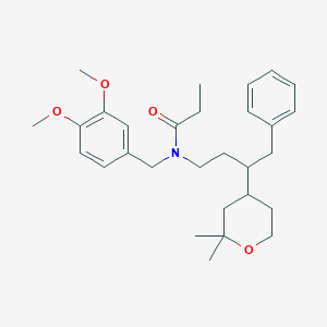 molecular formula C29H41NO4 B4057625 N-(3,4-dimethoxybenzyl)-N-[3-(2,2-dimethyltetrahydro-2H-pyran-4-yl)-4-phenylbutyl]propanamide 