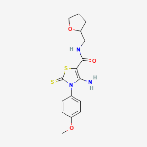 4-amino-3-(4-methoxyphenyl)-N-(tetrahydro-2-furanylmethyl)-2-thioxo-2,3-dihydro-1,3-thiazole-5-carboxamide