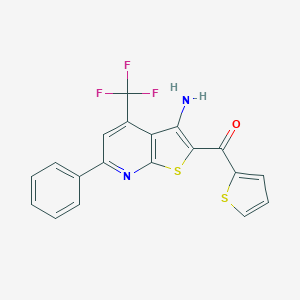 molecular formula C19H11F3N2OS2 B405765 [3-Amino-6-phenyl-4-(trifluoromethyl)thieno[2,3-b]pyridin-2-yl](thien-2-yl)methanone 