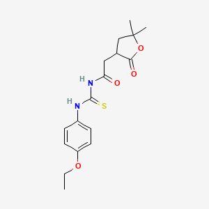 molecular formula C17H22N2O4S B4057654 2-(5,5-dimethyl-2-oxotetrahydro-3-furanyl)-N-{[(4-ethoxyphenyl)amino]carbonothioyl}acetamide 