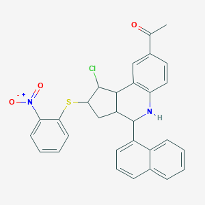molecular formula C30H25ClN2O3S B405766 1-[1-chloro-2-({2-nitrophenyl}sulfanyl)-4-(1-naphthyl)-2,3,3a,4,5,9b-hexahydro-1H-cyclopenta[c]quinolin-8-yl]ethanone 