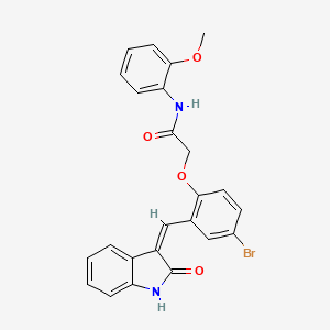 molecular formula C24H19BrN2O4 B4057660 2-{4-溴-2-[(2-氧代-1,2-二氢-3H-吲哚-3-亚甲基)甲基]苯氧基}-N-(2-甲氧基苯基)乙酰胺 