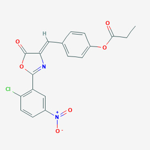 molecular formula C19H13ClN2O6 B405767 4-[(2-{2-chloro-5-nitrophenyl}-5-oxo-1,3-oxazol-4(5H)-ylidene)methyl]phenyl propionate 
