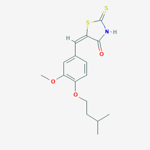 molecular formula C16H19NO3S2 B405768 5-[4-(Isopentyloxy)-3-methoxybenzylidene]-2-thioxo-1,3-thiazolidin-4-one 