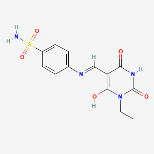 molecular formula C13H14N4O5S B4057690 4-{[(1-ethyl-2,4,6-trioxotetrahydro-5(2H)-pyrimidinylidene)methyl]amino}benzenesulfonamide 