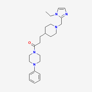 molecular formula C24H35N5O B4057702 1-(3-{1-[(1-ethyl-1H-imidazol-2-yl)methyl]-4-piperidinyl}propanoyl)-4-phenylpiperazine 