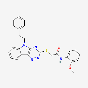 molecular formula C26H23N5O2S B4057712 N-(2-methoxyphenyl)-2-{[5-(2-phenylethyl)-5H-[1,2,4]triazino[5,6-b]indol-3-yl]thio}acetamide 