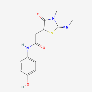 N-(4-hydroxyphenyl)-2-[3-methyl-2-(methylimino)-4-oxo-1,3-thiazolidin-5-yl]acetamide
