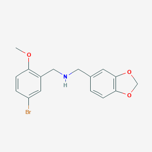molecular formula C16H16BrNO3 B405777 Benzo[1,3]dioxol-5-ylmethyl-(5-bromo-2-methoxy-benzyl)-amine 
