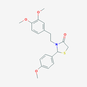molecular formula C20H23NO4S B405779 3-[2-(3,4-Dimethoxyphenyl)ethyl]-2-(4-methoxyphenyl)-1,3-thiazolidin-4-one 