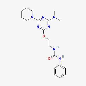 molecular formula C19H27N7O2 B4057807 N-(2-{[4-(dimethylamino)-6-(1-piperidinyl)-1,3,5-triazin-2-yl]oxy}ethyl)-N'-phenylurea 