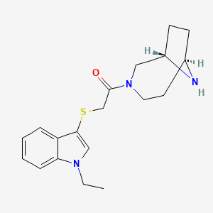 molecular formula C19H25N3OS B4057828 rel-(1S,6R)-3-{[(1-ethyl-1H-indol-3-yl)thio]acetyl}-3,9-diazabicyclo[4.2.1]nonane hydrochloride 