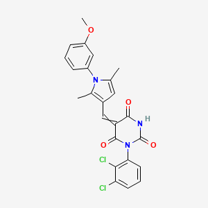 molecular formula C24H19Cl2N3O4 B4057835 1-(2,3-dichlorophenyl)-5-{[1-(3-methoxyphenyl)-2,5-dimethyl-1H-pyrrol-3-yl]methylene}-2,4,6(1H,3H,5H)-pyrimidinetrione 