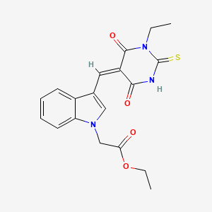 molecular formula C19H19N3O4S B4057848 乙酸{3-[(1-乙基-4,6-二氧代-2-硫代氧代四氢-5(2H)-嘧啶亚甲基]-1H-吲哚-1-基}酯 