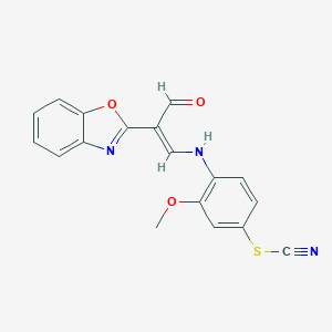molecular formula C18H13N3O3S B405785 4-{[2-(1,3-Benzoxazol-2-yl)-3-oxo-1-propenyl]amino}-3-methoxyphenyl thiocyanate 